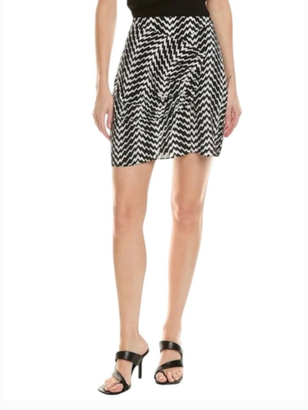 The Kooples Black and White Chevron Mini Skirt AU 2